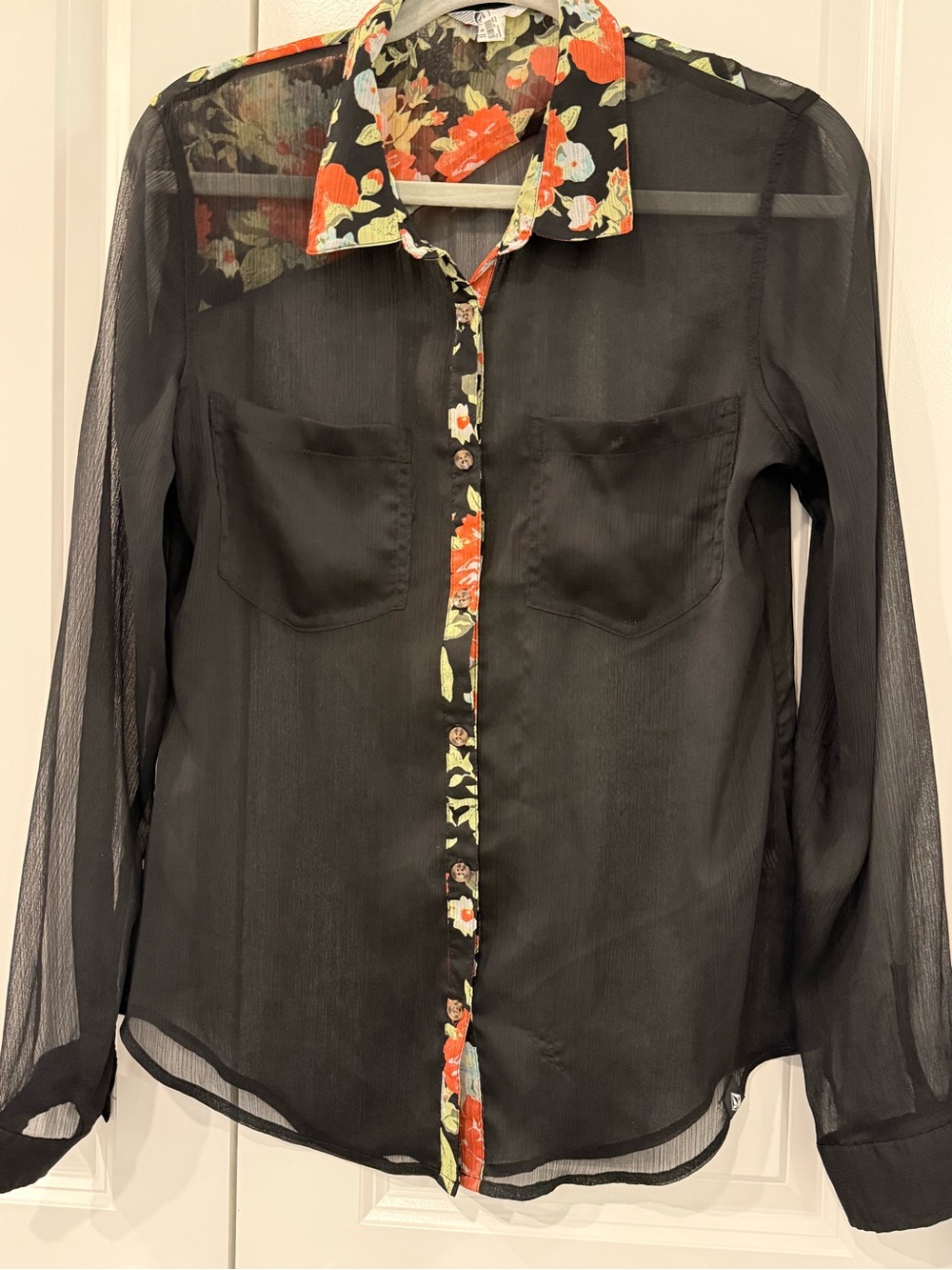 Volcom semi-sheer button-up blouse vintage